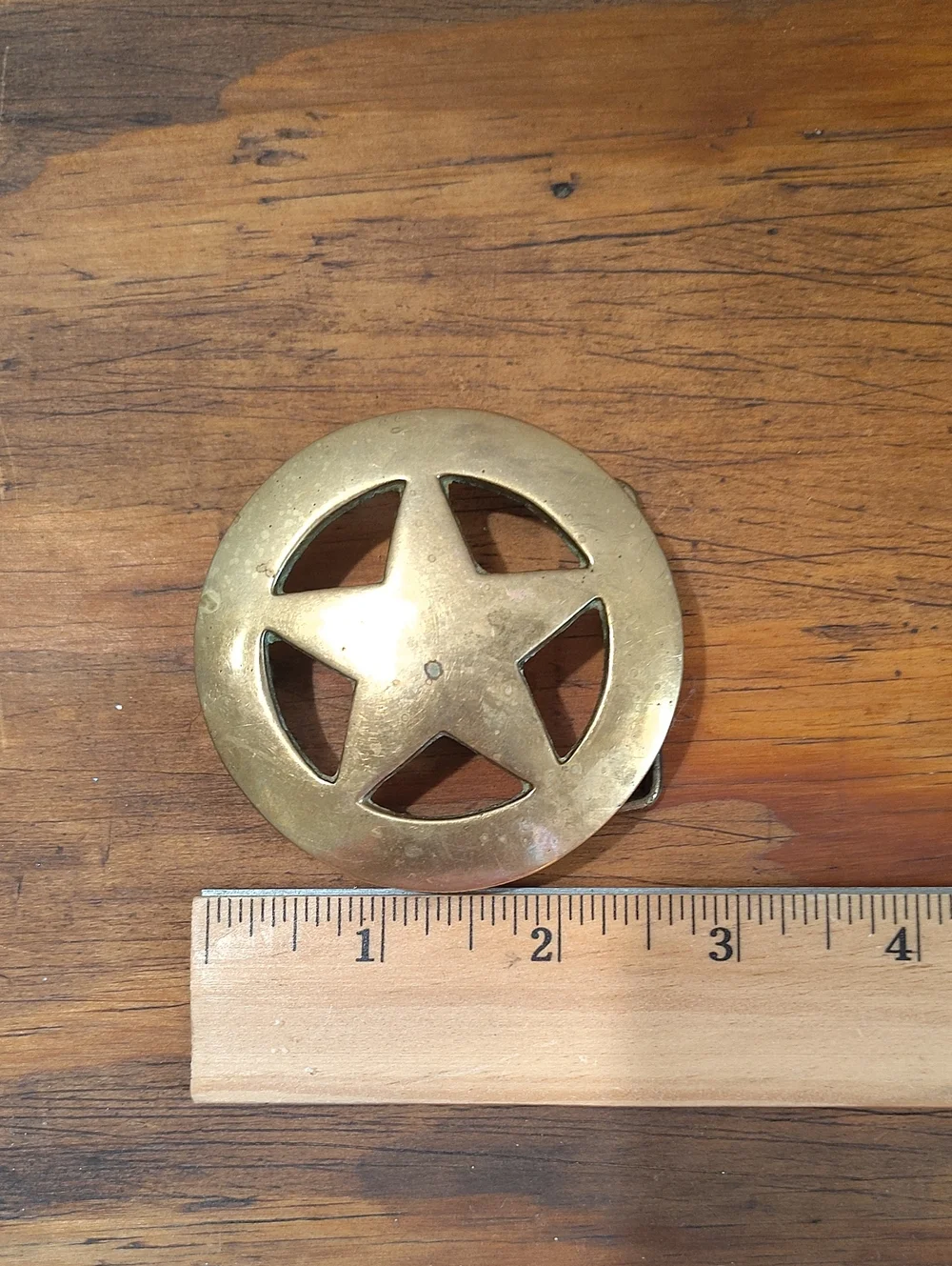 Solid Brass Round Texas Ranger Star Belt 2.5